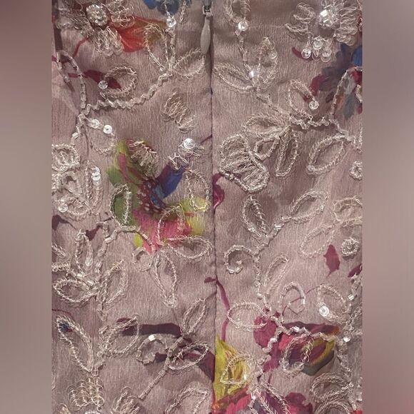 Mac Duggal Floral Embellished Long Sleeve Midi Dress Mauve G1689 - Picture 10 of 11